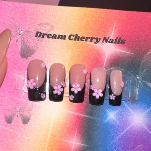 Black Cherry Blossom Nails
