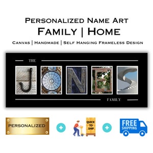 Personalized Last Name Canvas Art: Alphabet Photo Print