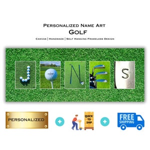 Personalized Golf Name Art: Golfer Gift, Custom Canvas Print