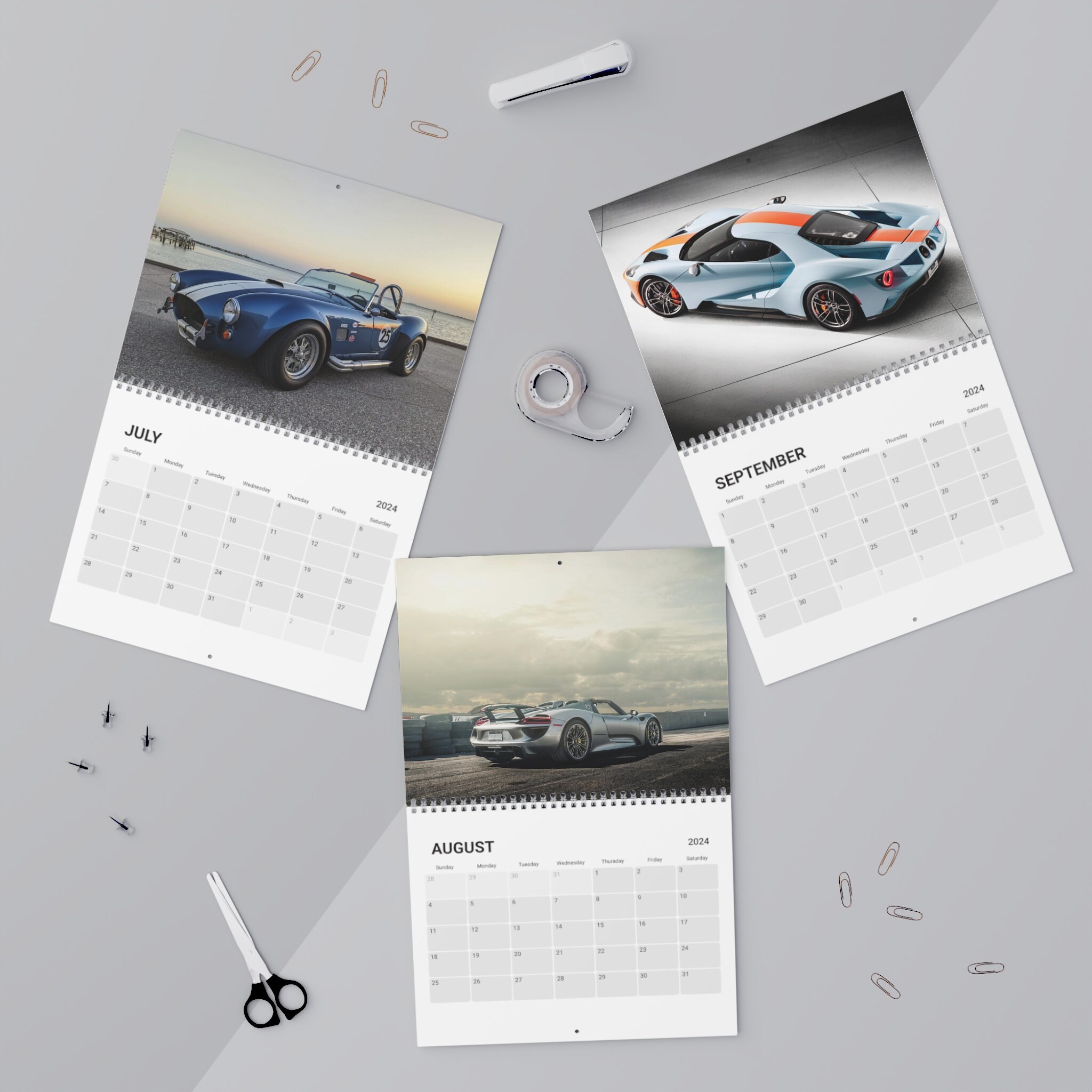 2024 Sports Car Calendar, Classic Car Calendar, Car Lover Gift, Gift ...