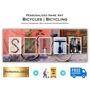 Personalized Bicycle Name Art: Cycling Gift, Canvas Print