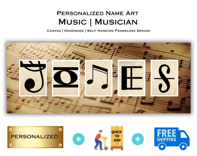 Music Name Art | Personalized Gift for Musician | Music Decor and Customized Music Gifts | Music Art with Your Name | Alphabet Photography