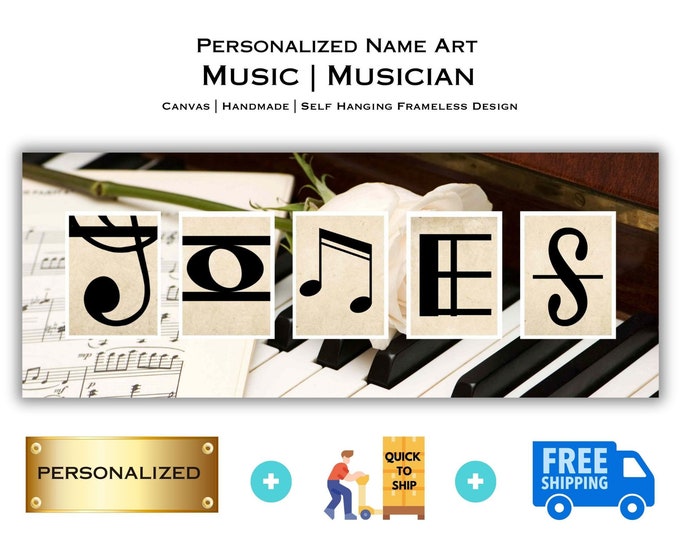 Music Name Art, Personalized Gift for Musician, Music Decor and Customized Music Gifts, Music Art with Your Name, Alphabet Photography
