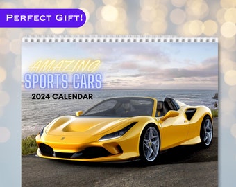 2024 Sports Car Calendar, Classic Car Calendar, Car Lover Gift, Gift for Car Guy, Car Enthusiast Gift, Auto Wall Calendar, Automotive Décor