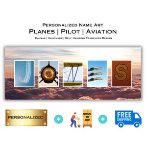 Personalized Aviation Name Art: Pilot Gift, Airplane Decor