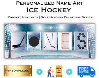 Hockey Name Art, Personalized Hockey Gift, Ice Hockey Sports Art with Your Name, Custom Name Art, Hockey Sports Decor, Alphabet Photography