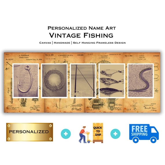 Vintage Fishing Name Art, Personalized Fishing Gift, Gifts for a Fisherman, Fishing  Art With Your Name, Custom Canvas, Alphabet Photography 