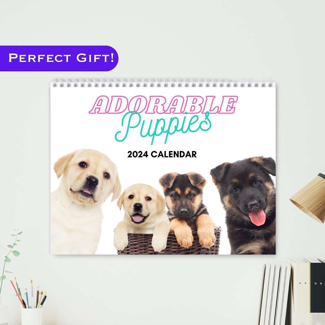 2024 Puppy Calendar, Dog Calendar, Dog Gift, Gift for Dog Mom or Dad