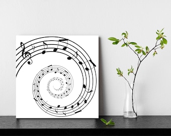 Music Notes Spiral | Canvas Wall Art | Music Gift | Music Art | Musician Art | Music Print | Music Wall Art Print | Music Decor | USA Made