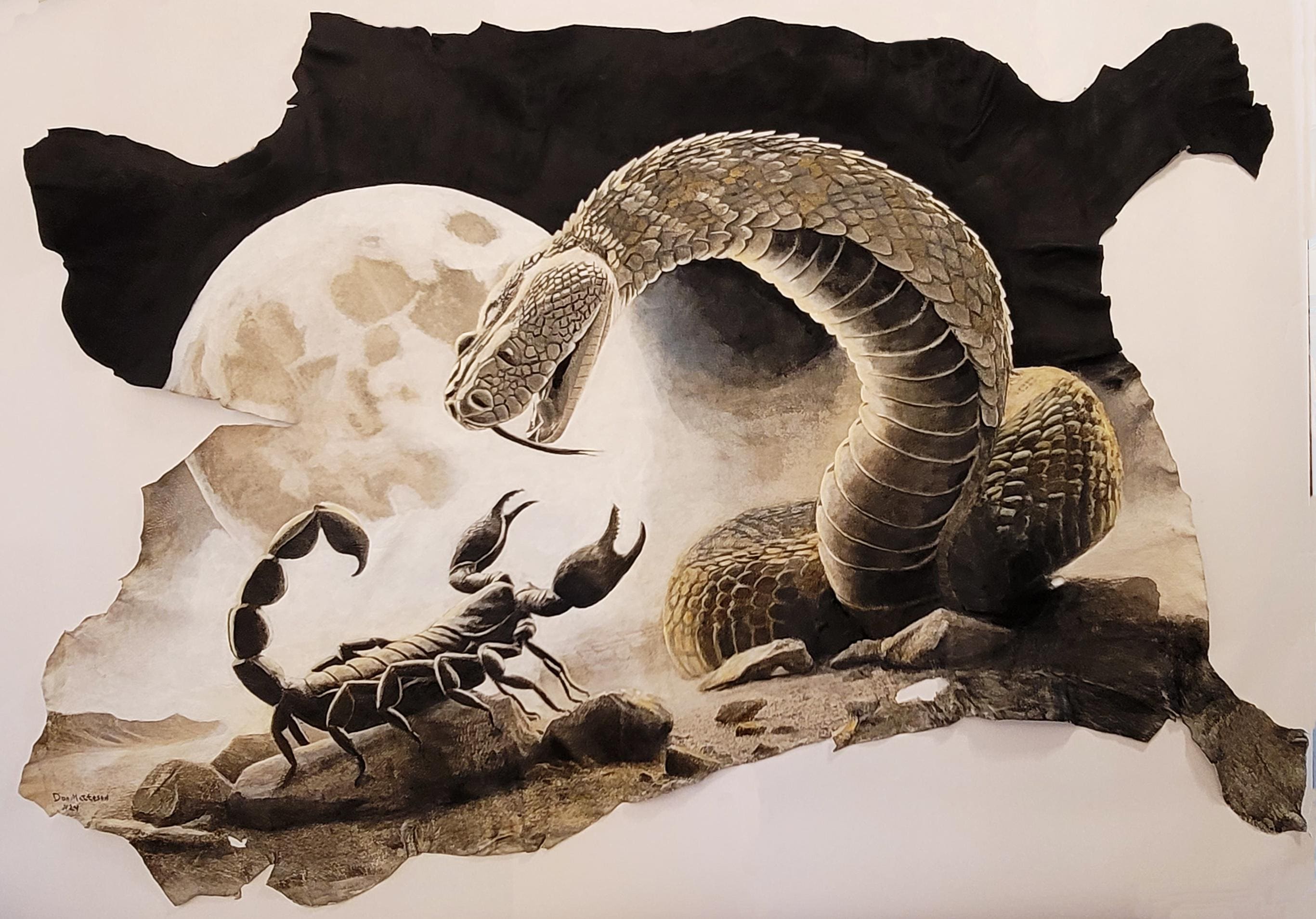 Scorpion and Rattle Snake Confrontation in the Moonscape - Etsy