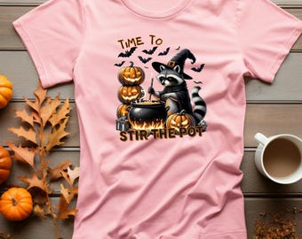 Divertida bruja mapache de Halloween PNG: Diseño retro de temporada espeluznante (Descarga digital)