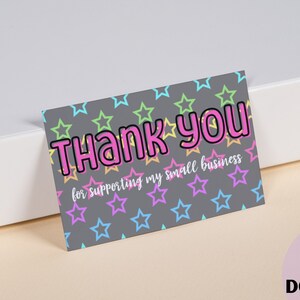 Thank You Cards Business Printable for Small Business Owner Digital Download Business Card Size Package Insert Business Supplies Small Card