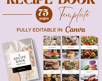 Editable Recipe Book Template: Modern Cookbook Planner Canva Templates | Recipe Templates