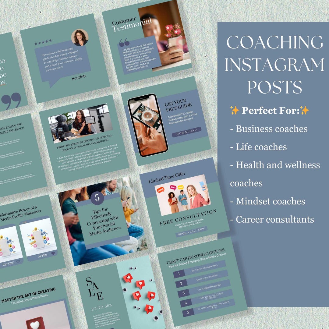 Coaching Instagram Post Templates: Editable Canva Social Media (PDF) - Etsy