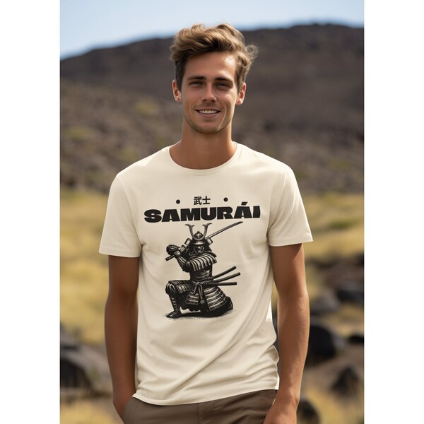 Japanese t-shirt, t-shirt with a samurai design, samurai t-shirt, Japanese style t-shirt, Japanese fashion t-shirt, Unisex Softstyle T-Shirt