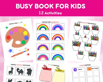 Busy Book for Kids, Preschool Learning Activities, Printable Worksheets