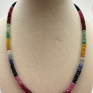 14-karat gold, multi sapphire necklace