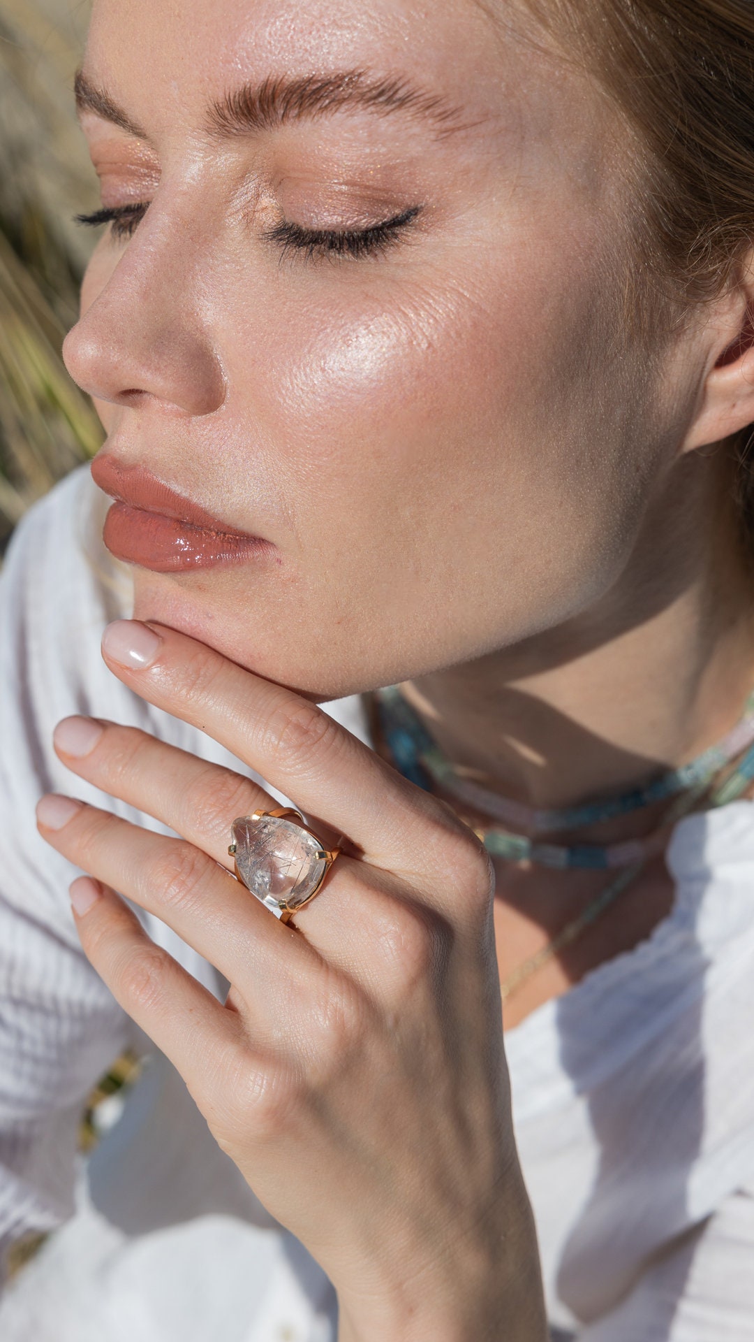 Gemstone Ring, Rutilated Quartz, Teardrop, Faceted, Sterling Silver, Prong, outlets Gift for Her, Minimalist