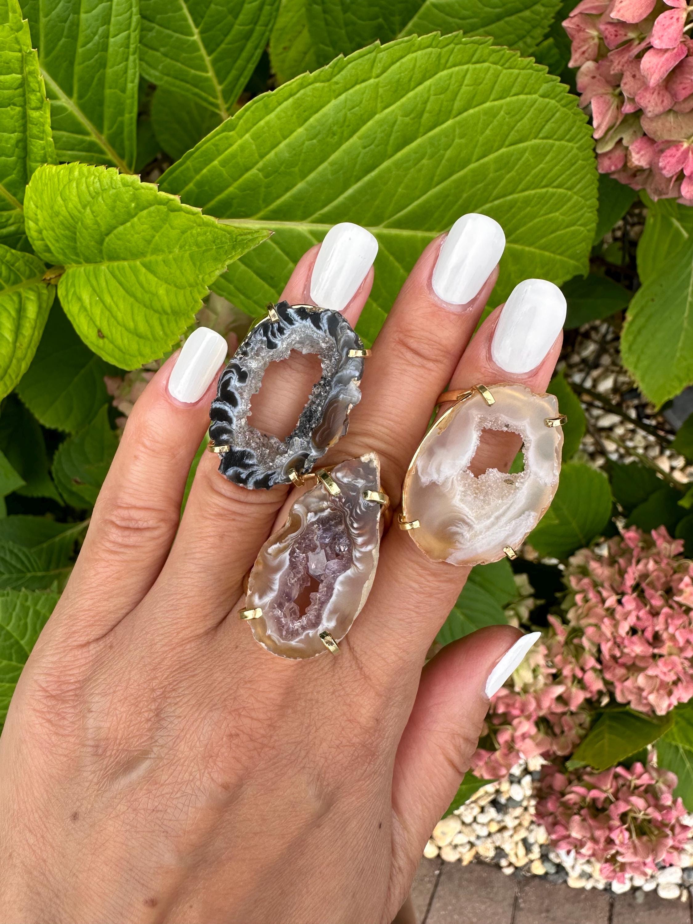 Agate slice ring best sale