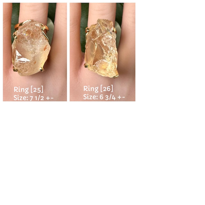 18K Gold Plated Natural Brazilian Raw Citrine Adjustable Statement Ring, Oversized Genuine Raw Citrine Crystal Chunky Slice Statement Ring image 17