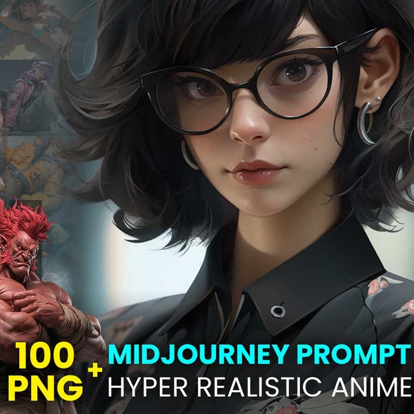 PNG + MIDJOURNEY PROMPTS - Hyper Realistic Anime