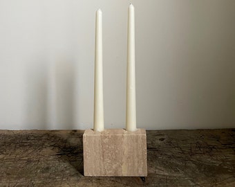 Travertine Taper Candle Holder | Candle Holder | Coffee Table Decor | Aesthetic Decor | Stone Tray | Taper Candles | Home Decor