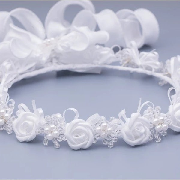 Holy communion headband, first communion wreath, flower communion wreath, flower headband for communion, headband for girls