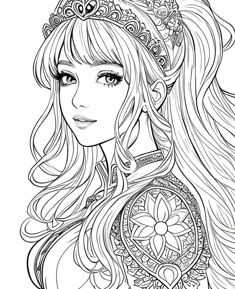 Animated Girl Coloring Page for Girls - Etsy