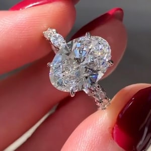 3 Ct Oval Cut Moissanite engagement Ring pave Moissanite Engagement Ring Hidden Halo ring Handmade Ring for Women Anniversary Gift Ring