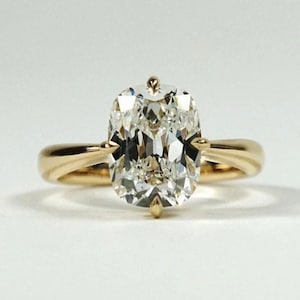 Old Mine Cut Antique 3 CT Cushion Cut Moissanite Engagement Ring, Elongated Cushion Cut Ring, OMC Cushion Cut Wedding Ring Anniversary Ring