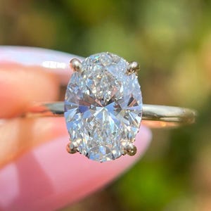 2 ct Oval Cut Moissanite Engagement Ring Oval Solitaire Moissanite Ring 14k Solid Gold Ring Ring Bridal Ring Travel Ring Anniversary Gift