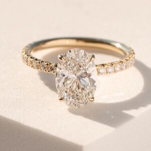 3 CT Moissanite Engagement Ring Oval Cut 14K Yellow Gold Wedding Ring Moissanite Oval Solitaire Ring Love Ring Bridal Proposal Ring For Her