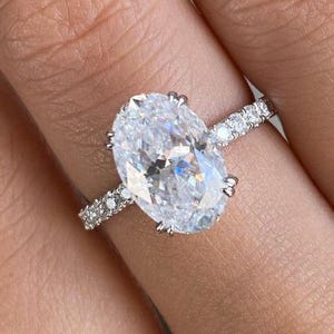 3Ct Oval Cut Moissanite Ring Oval Engagement Ring Moissanite Gorgeous Hidden Halo Bridal Ring Wedding Proposal Ring Anniversary Ring Gift