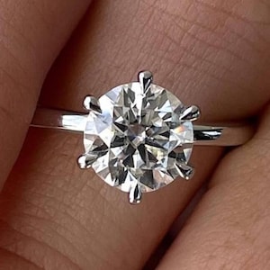 2ct Round Cut Moissanite Engagement Ring Unique Wedding Ring Classic 6 Prongs Solitaire Ring Vintage Ring Anniversary Gift For Her