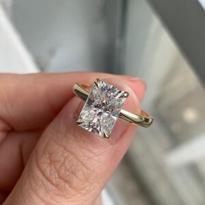 3.5 CT Radiant Cut Solitaire Moissanite Diamond Engagement Ring 14k Gold Moissanite Promise Ring Radiant Moissanite Anniversary Ring For Her