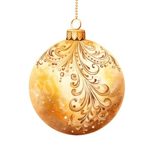 Christmas Gold Baubles Clipart, Christmas Ornament Clipart, JPGs, Instant Digital Download, Printable Wall Art, Digital Planner, Card Making