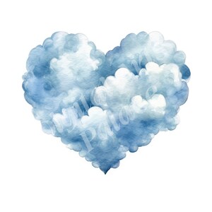 Clipart de nuvem de coração, clipart de nuvem, JPGs, download digital instantâneo, arte de parede para impressão, diários indesejados, scrapbooking, criação de cartões