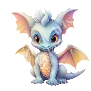 Baby Dragon Clipart, Fantasy Cute Dragon Clipart, JPGs, Instant Digital Download, Printable Wall art, Digital Planner, Scrapbooking