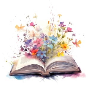 Floral open boek clipart bundel, Fantasy open boek clipart, JPG's, instant digitale download, afdrukbare muurkunst, scrapbooking, ongewenste tijdschriften