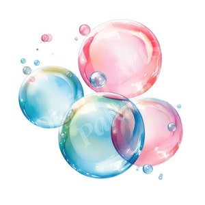 Clipart de bolhas, clipart de bolhas coloridas, JPGs, download digital instantâneo, arte de parede para impressão, criação de cartões, diários indesejados, álbum de recortes
