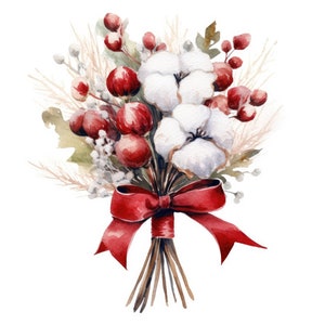 Clipart de buquê de Natal, clipart de Natal, JPGs, download digital instantâneo, arte de parede para impressão, confecção de cartões, álbum de recortes, diários indesejados