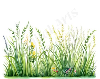 Grass Clipart Bundle, Green Meadow Clipart, JPGs, Instant Digital Download, Printable Wall Art, Junk Journals, Scrapbooking, Card Making