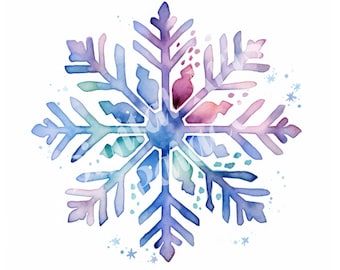 Sneeuwvlok clipart-aquarel sneeuwvlok clipart-JPG's-Instant digitale downloads-afdrukbare muur kunst, digitale planner, ongewenste tijdschriften