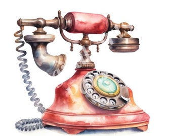 Vintage Telephone Clipart, Telephone Clipart, JPGs, Instant Digital Download, Printable Wall Art, Junk Journals, Scrapbooking, Card Making