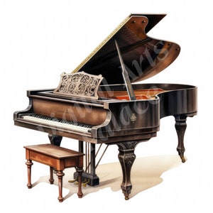 Piano Clipart, Vintage Piano Clipart, JPGs, Instant Digital Download, Printable Wall Art, Digital Planner, Scrapbooking, Junk Journals