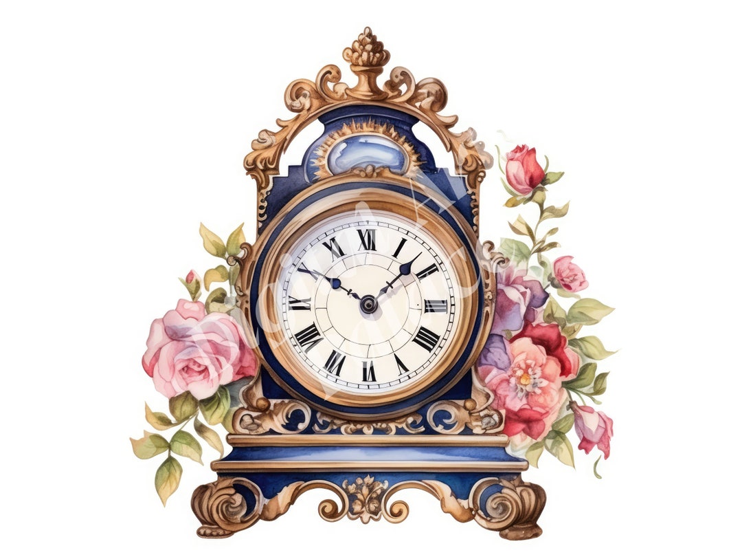 Vintage Clock Clipart, Antique Clock Clipart, Jpgs, Instant Digital ...