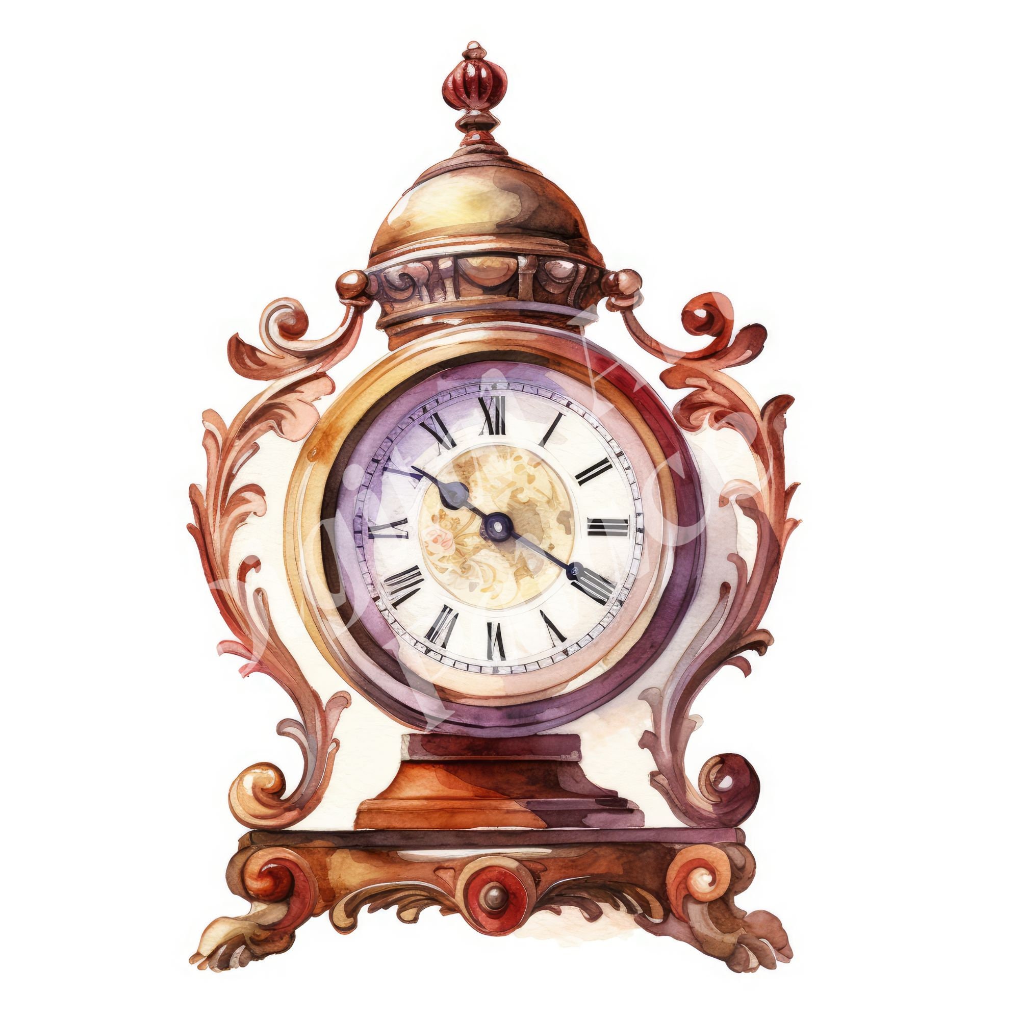 Vintage Clock Clipart, Antique Clock Clipart, Jpgs, Instant Digital ...
