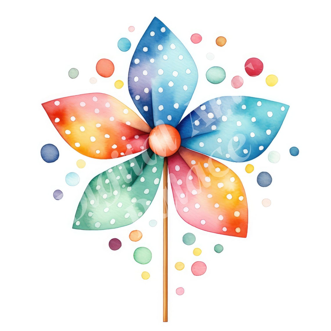 Pinwheel Clipart Bundle - Rainbow Watercolor Pinwheel Clipart - Jpgs ...