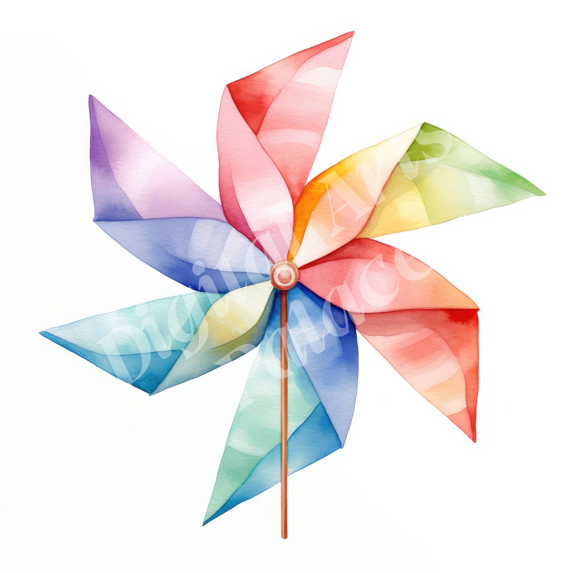 Pinwheel Clipart Bundle - Rainbow Watercolor Pinwheel Clipart - Jpgs ...