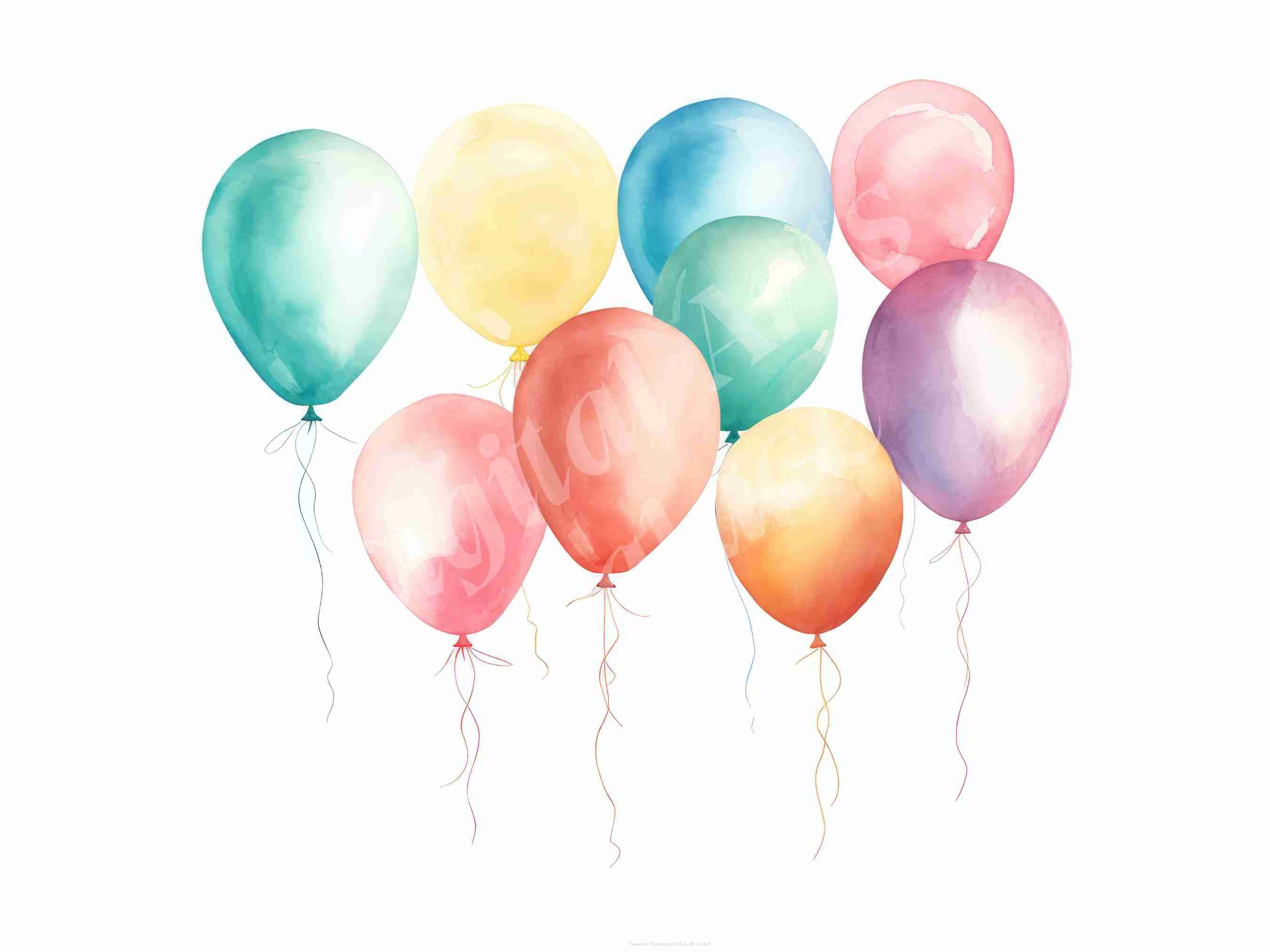 Balloons Clipart, Watercolor Balloons Clipart, Jpgs, Instant Digital ...